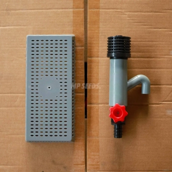 Filter and irrigation connector for Ebb & Flow Hydroponic tray